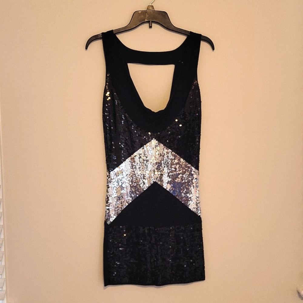 BEBE Backless Sequined Mini Dress Size S